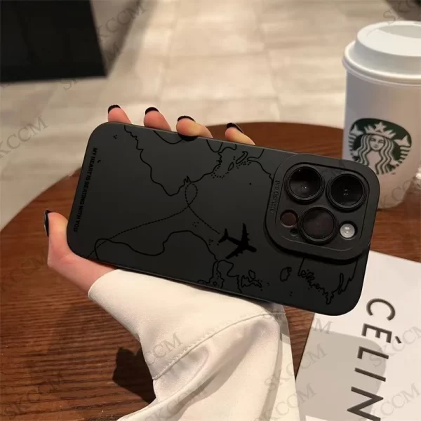 Travel-nspired Airplane Route Desian Phone Case For iPhone 15 14 13 12 11 Pro Max Mini 7 8 Plus X XR XS Max Soft Silicone Cover 5